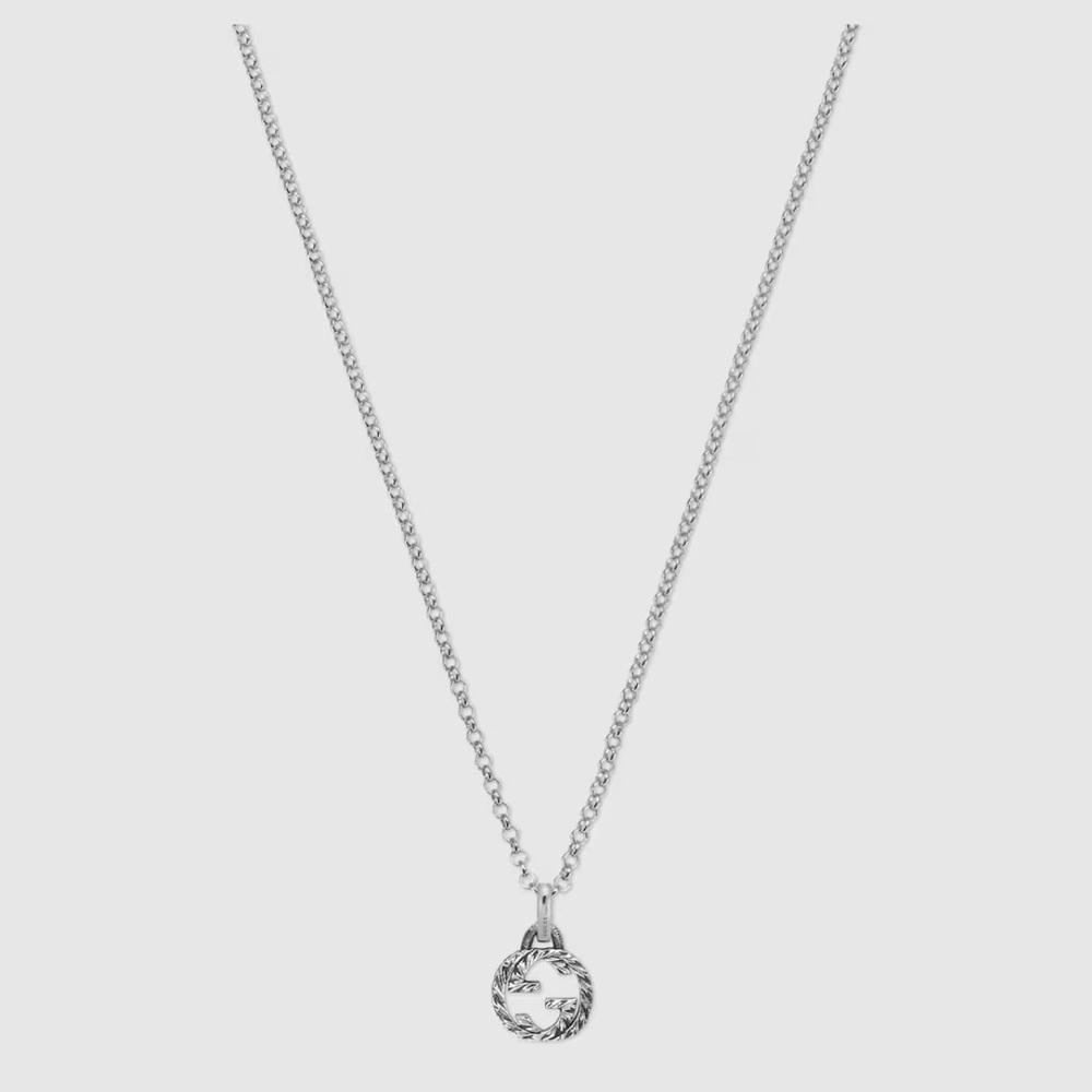 Gucci Silver Logo Pendant Necklace